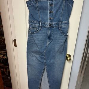 American Eagle Outfitters Blue Denim Midi Dress